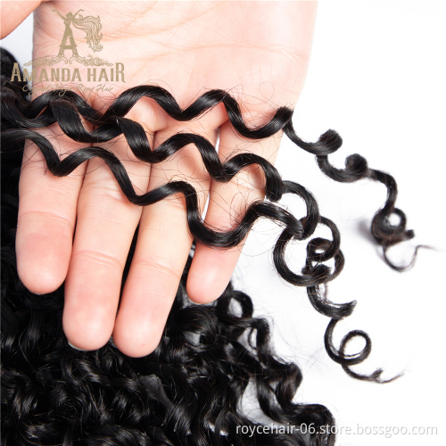 Amanda 10a 11a Fumi Super Double Drawn Virgin Indian Human Hair Pixie Curls 3 Bundles with Lace Frontal Closure